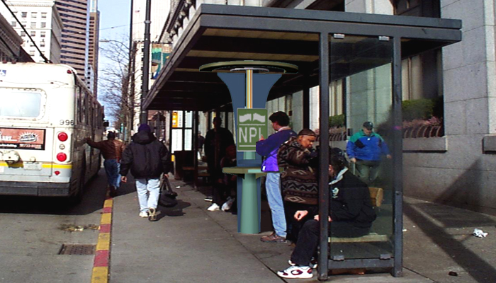 Publieke AR/kiosk-concepten gekoppeld aan stedelijke infrastructuur.