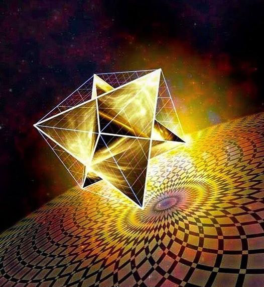 Star tetrahedron over patterned ground